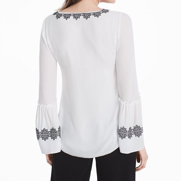 White House Black Market Medallion Embroidered Blouse Size 10 NWOT - Picture 2 of 12